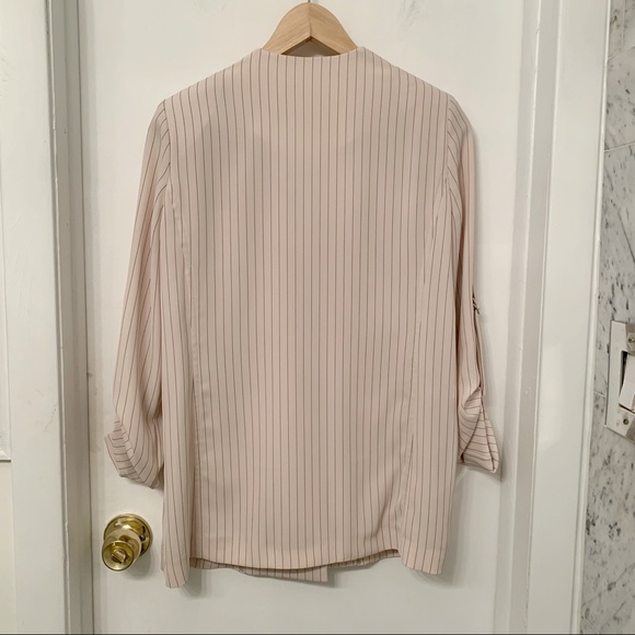 Calvin Klein soft striped beige blazer jacket 0 - Picture 2 of 7